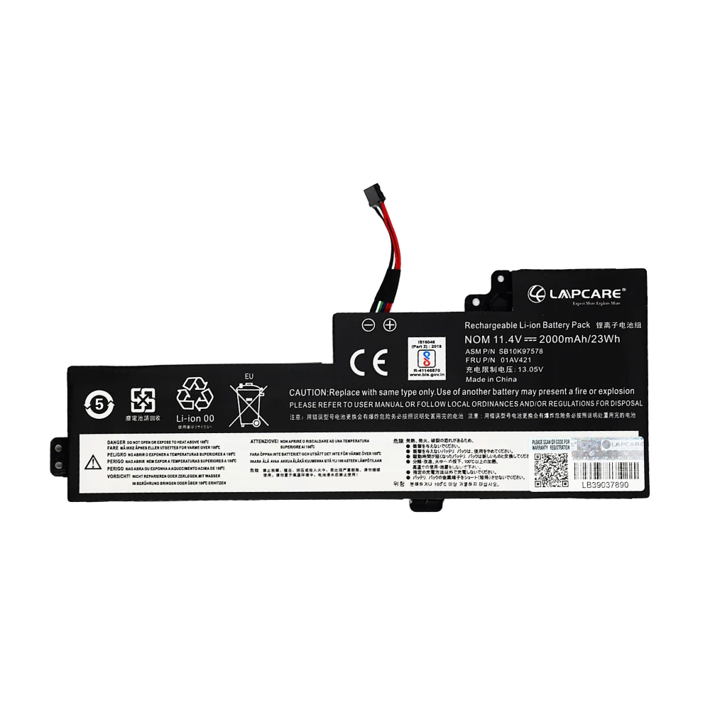 Lapcare Laptop Battery Compatible For Lenovo T470 | T480 | 01AV421 view 2